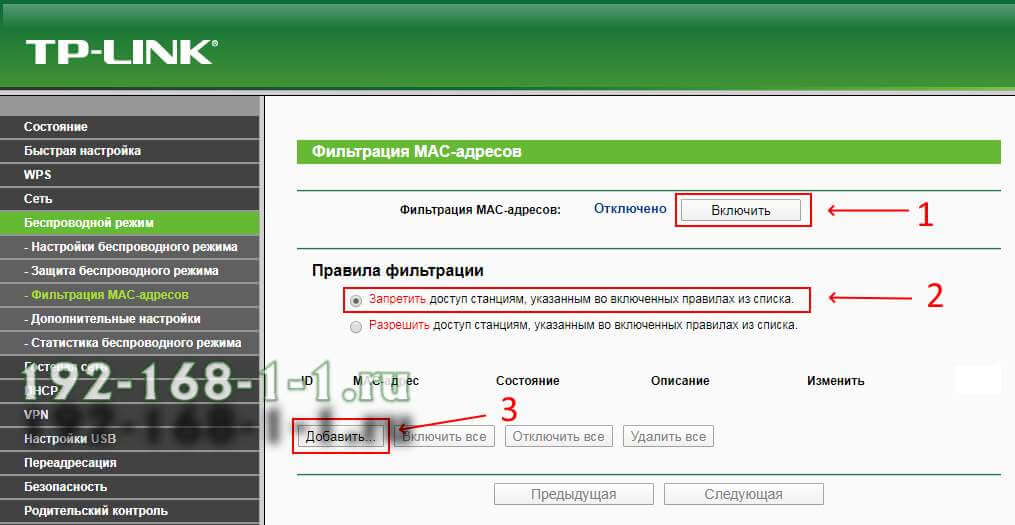черный список клиентов вай-фай