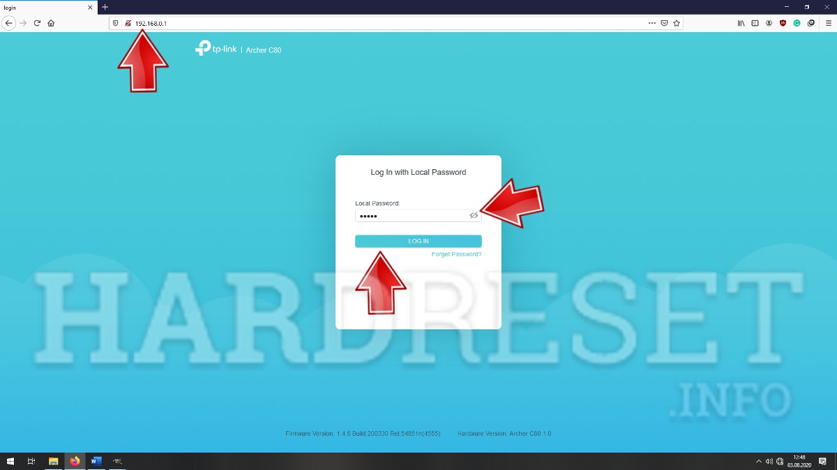 TP-LINK TL-MR3020 v3.x log in to setup