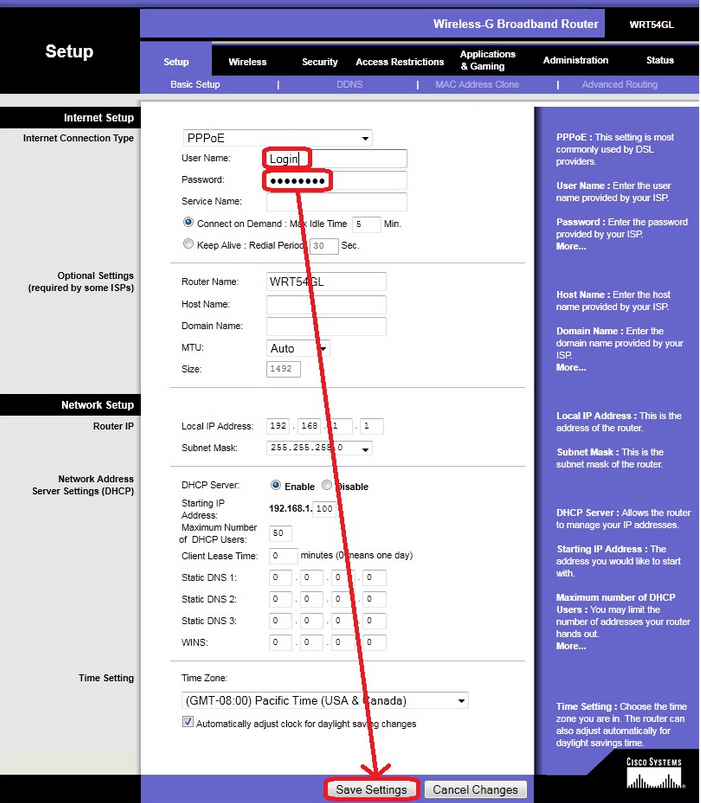 настройка роутера linksys wrt54gl PPPoE