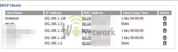 список mac адресов подключенных устройств