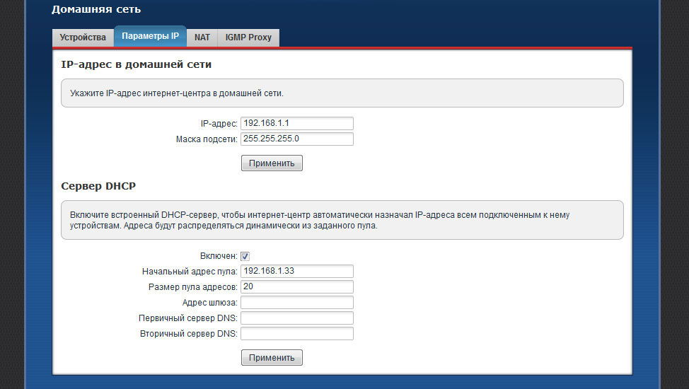 Включение DHCP-сервера на роутере Включение DHCP-сервера на роутере