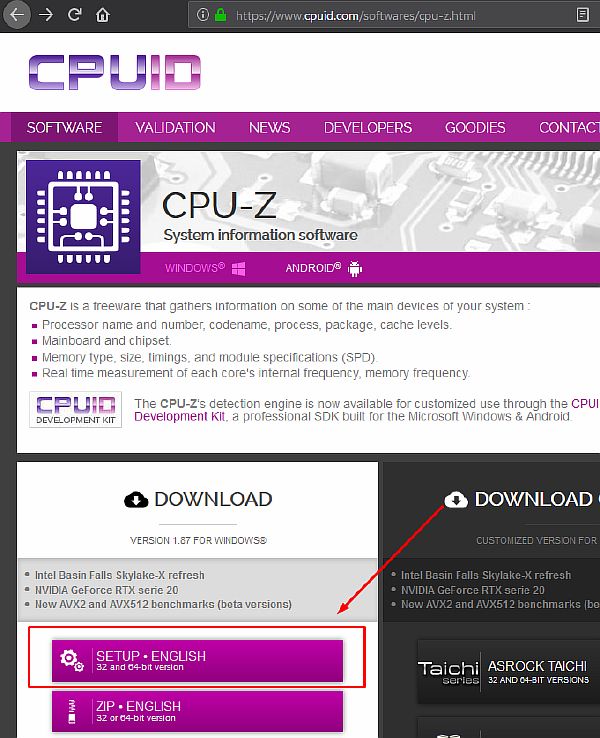 Официальная страница разработчиков CPU-Z