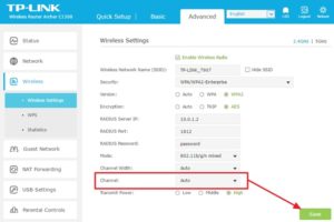 Смена канала на роутере TP Link