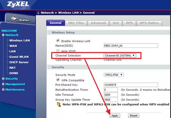 Выбор wifi канала на роутере Zyxel