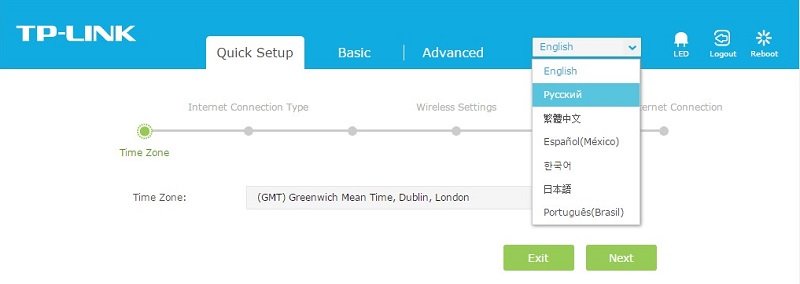 Как настроить роутер TP-Link: шаг 1 Изменение языка интерфейса