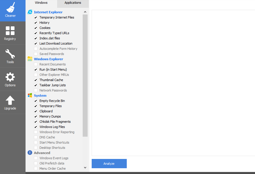 Удаление файлов при помощи CCleaner
